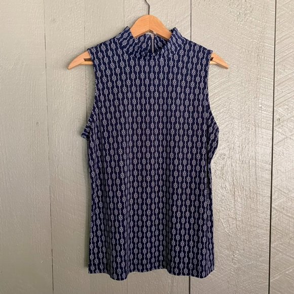 Chain Link Navy Blue Blouse - Picture 2 of 7